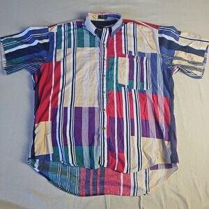 Vintage Chaps Ralph Lauren Shirt Mens Large Striped Multicolor Button Down
